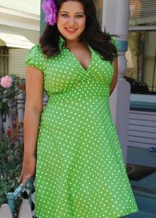 Green Polka Dot Short High Waist Short Dress For Fat Women