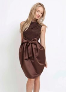 Lace tank top with satin skirt
