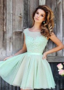 Layered Skirt Baby Doll Chiffon Dress with Lace