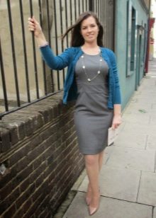 Gray sheath dress with a simple cut