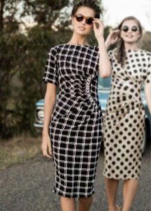 Check and Pea Sheath Dresses