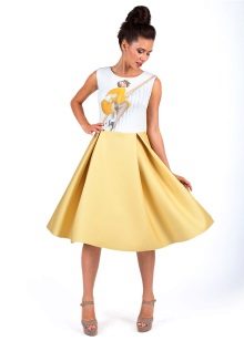 Yellow and White Neoprene Dress