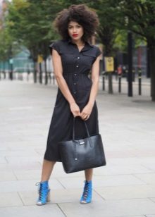 Elasticated shirt dress with elastic