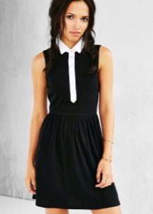 Black shirt dress with white trim