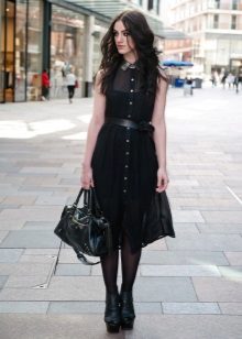 Mid-length shirt dress with sheer fabric top