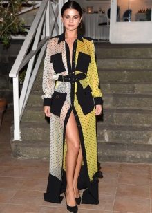 Three-color long shirt dress