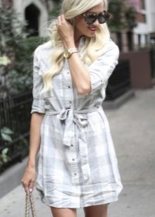 White Check Plaid Short Dress