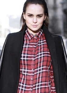 Black jacket for a plaid shirt dress