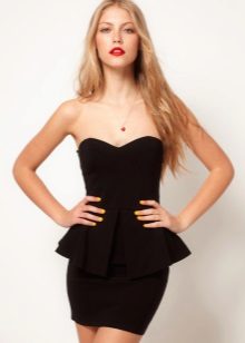 Short black peplum bustier dress