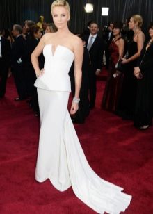 White Long Peplum Bustier Dress