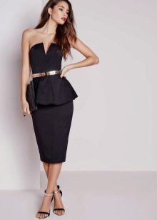 Black peplum bustier dress with skinny fit