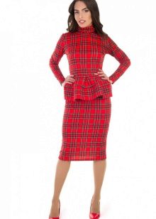 Checkered Red Peplum Dress