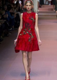 Red rose dress at Dolce & Gabbana fashion show
