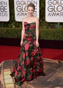 Floor-length black roses bustier dress