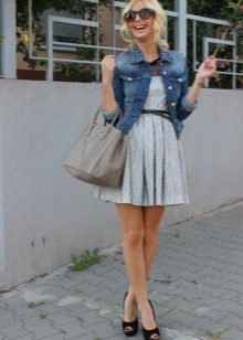 Denim jacket for a dress with a half-skirt skirt