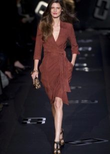Brown Midi Wrap Dress by Diana Von Furstenberg