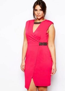 Medium length pink wrap dress for overweight