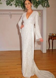 Long white wrap dress