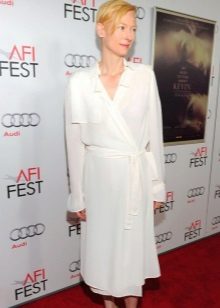 Mid-length white wrap dress