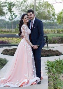 Lace dress with a train