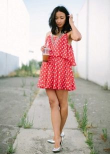 Short white polka dot dress