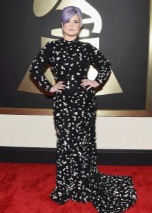 Black Polka Dot Long Sleeve Evening Dress