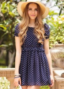Blue Polka Dot Short Dress
