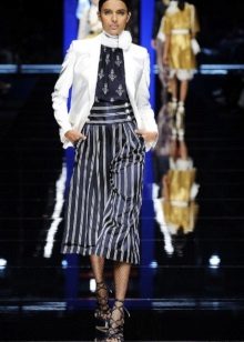 Black and white striped midi dress