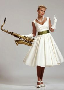 Dress with gloves in the style of style