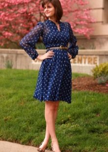 Long Sleeve Chiffon Polka Dot Dress Long Sleeve