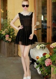 Black short see-through dress with high waist