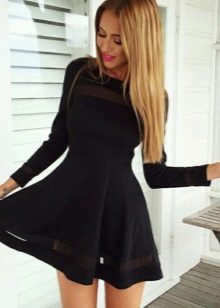 Black high-waisted dress with long sleeves