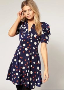 Dress in multi-colored peas of different sizes