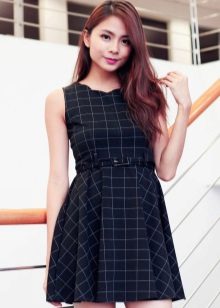 Black Plaid Short Dress