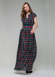 Long dress green-red checked