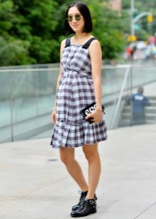 Medium length check dress