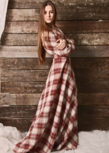Long red plaid dress