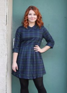 Blue plaid dress for overweight girls