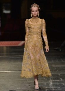 Gold baroque midi dress