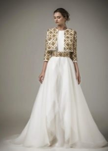 Baroque wedding dress with a gold belt