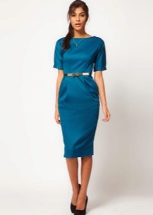 Blue bow dress with pencil skirt