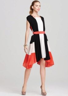 Three-color pleated dress