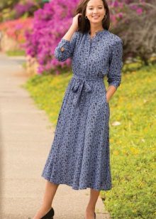 Three Quarter Sleeve Mid-Length Casual Dress