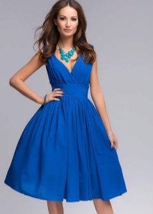 Blue flared waist dress