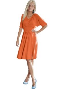 Orange Flare Bat Sleeve Dress