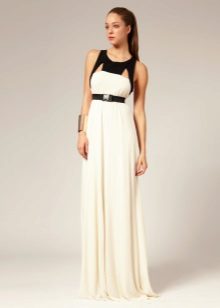 Flared long dress with high waist