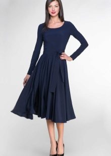 Flare Navy Midi Dress