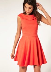 Orange Flared Waist Dress