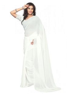 White sari without patterns