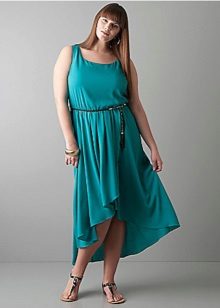 Knitted short front long back dress for full